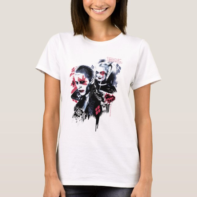 Suicide Squad | Joker und Harley Painted Graffiti T-Shirt (Vorderseite)