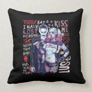 Suicide Squad   Joker und Harley Typografy Foto Kissen