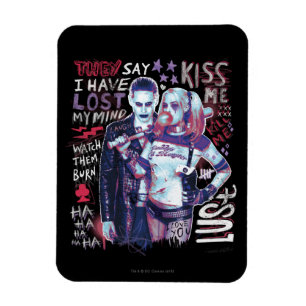 Suicide Squad   Joker und Harley Typografy Foto Magnet