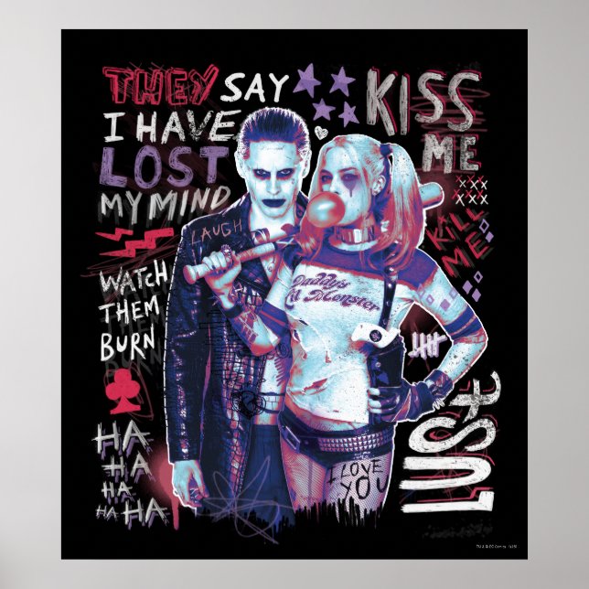 Suicide Squad | Joker und Harley Typografy Foto Poster (Vorne)