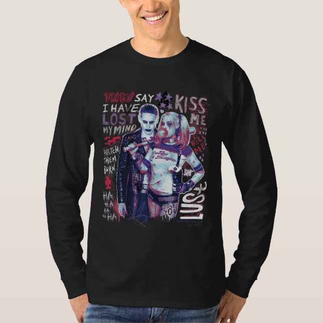 Suicide Squad | Joker und Harley Typografy Foto T-Shirt (Vorderseite)