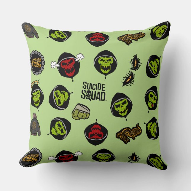 Suicide Squad | Killer Croc Emoji Pattern Kissen (Vorderseite)