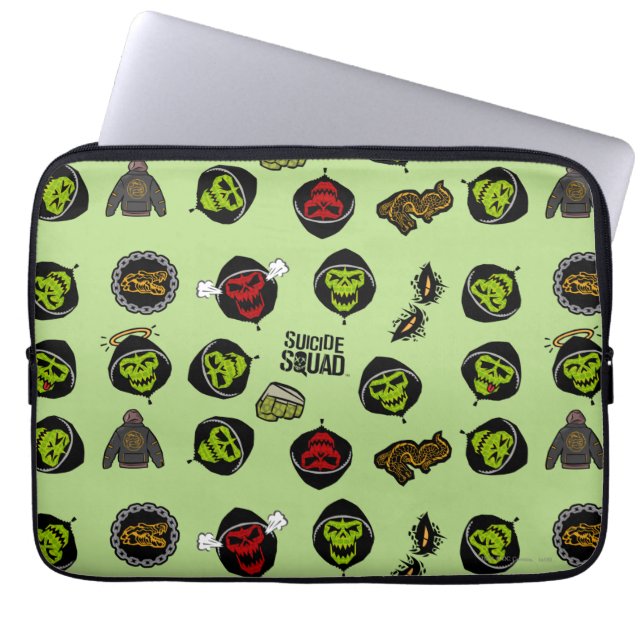 Suicide Squad | Killer Croc Emoji Pattern Laptopschutzhülle (Vorderseite)