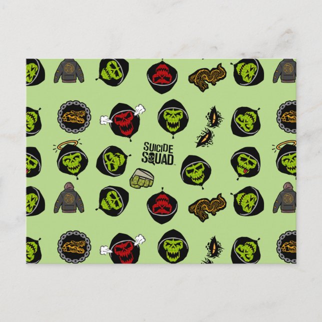 Suicide Squad | Killer Croc Emoji Pattern Postkarte (Vorderseite)