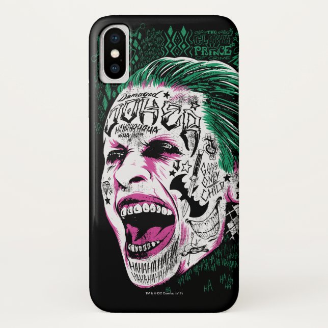 Suicide Squad | Lächeln Joker Kopf Sketch Case-Mate iPhone Hülle (Rückseite)