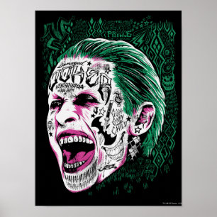 Suicide Squad   Lächeln Joker Kopf Sketch Poster