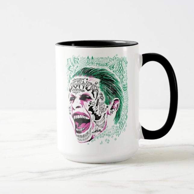 Suicide Squad | Lächeln Joker Kopf Sketch Tasse (Rechts)