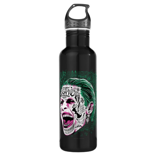 Suicide Squad | Lächeln Joker Kopf Sketch Trinkflasche (Vorderseite)