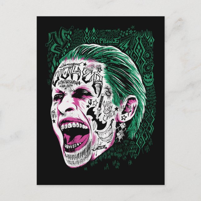 Suicide Squad | Laughing Joker Head Sketch Postkarte (Vorderseite)