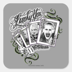 Suicide Squad   "Lucky You" Playing Cards Quadratischer Aufkleber