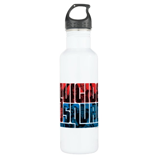 Suicide Squad Red and Blue Logo Edelstahlflasche (Vorderseite)