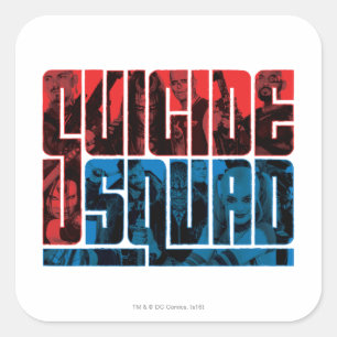 Suicide Squad   Red and Blue Logo Quadratischer Aufkleber