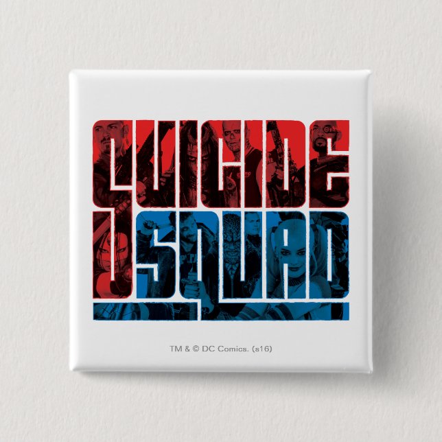 Suicide Squad | Rote und blaue Logos Button (Vorderseite)