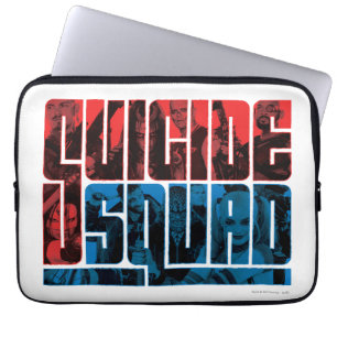 Suicide Squad   Rote und blaue Logos Laptopschutzhülle