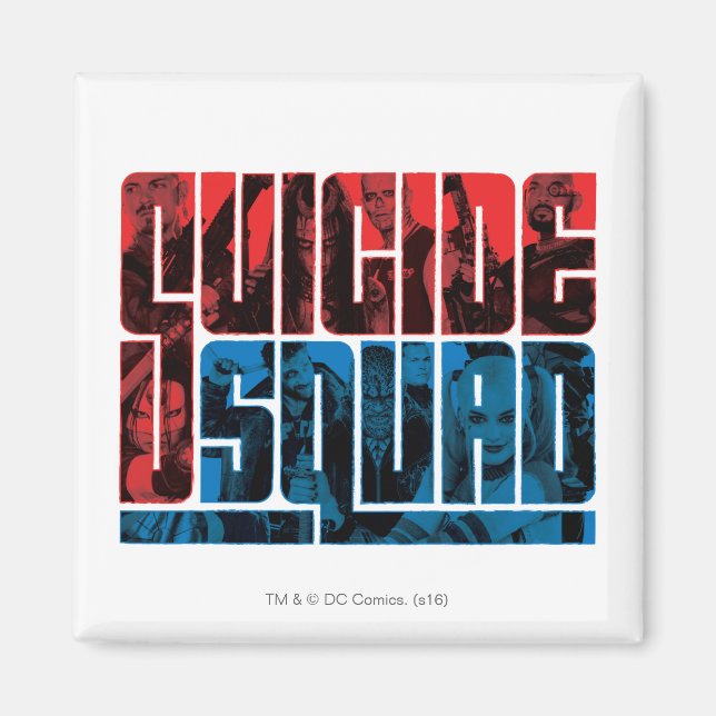 Suicide Squad | Rote und blaue Logos Magnet (Vorne)