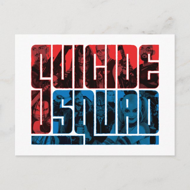 Suicide Squad | Rote und blaue Logos Postkarte (Vorderseite)