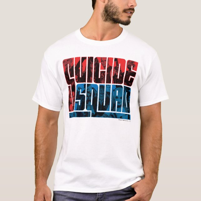 Suicide Squad | Rote und blaue Logos T-Shirt (Vorderseite)