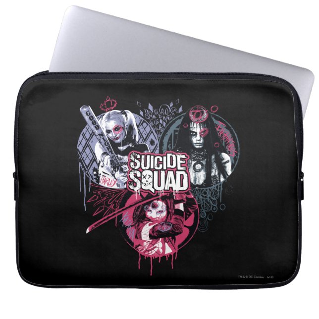 Suicide Squad | Squad Girls Graffiti Abzeichen Laptopschutzhülle (Vorderseite)