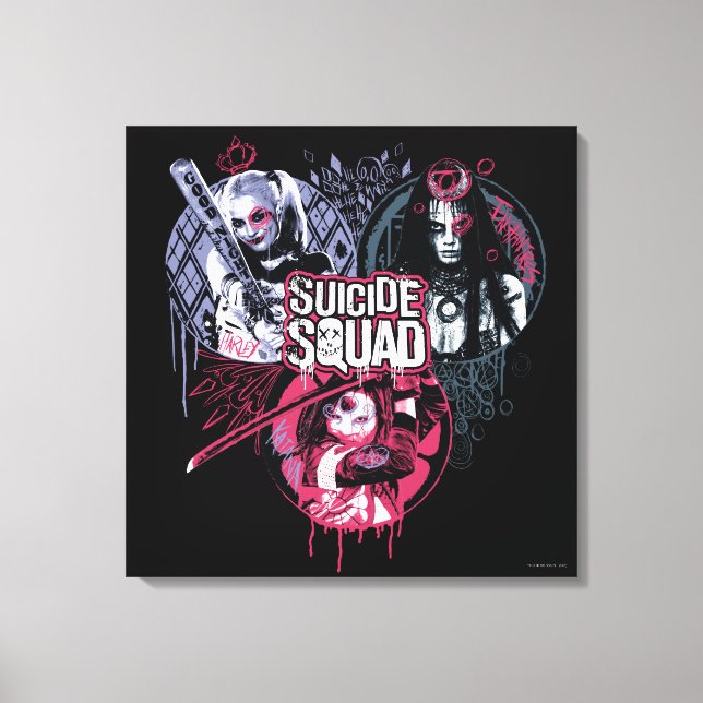 Suicide Squad | Squad Girls Graffiti Abzeichen Leinwanddruck (Vorderseite)