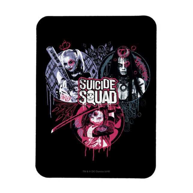 Suicide Squad | Squad Girls Graffiti Abzeichen Magnet (Vertikal)