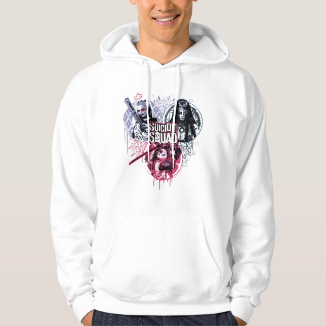 Suicide Squad Squad Girls Graffiti Badges Hoodie (Vorderseite)