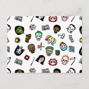 Suicide Squad   Suicide Squad Emoji Pattern Postkarte