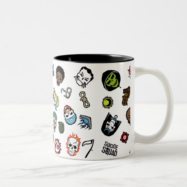Suicide Squad | Suicide Squad Emoji Pattern Zweifarbige Tasse (Rechts)