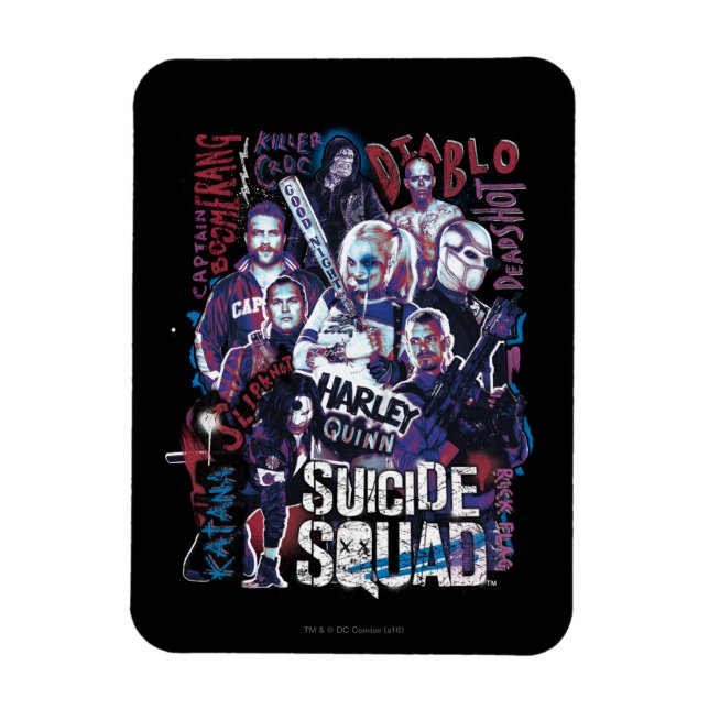 Suicide Squad | Task Force X Typografy Foto Magnet (Vertikal)