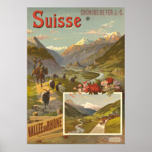 Suisse, Chemins de Fer Jura - Simplon, Poster