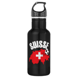 Suisse Switzerland Karte Fußball Edelstahlflasche