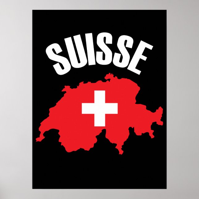 Suisse Switzerland Kartenflagge Poster (Vorne)