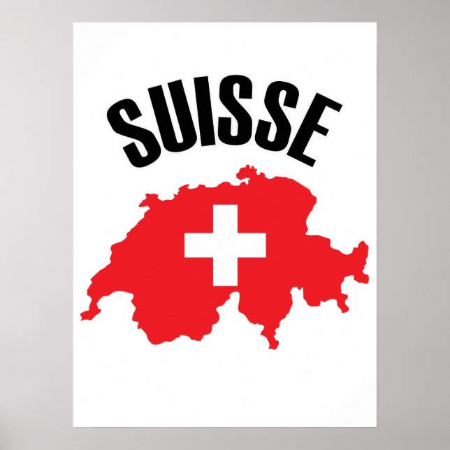 Suisse Switzerland Kartenflagge Poster (Vorne)