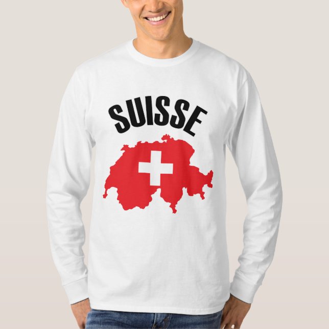 Suisse Switzerland Kartenflagge T-Shirt (Vorderseite)