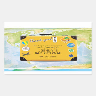 Suitcase World Travel Themed Bar Bat Mitzvah Rechteckiger Aufkleber