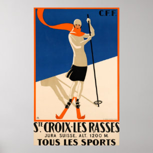 Suite Croix und Les Rasses Schweizer Vintage Reise Poster