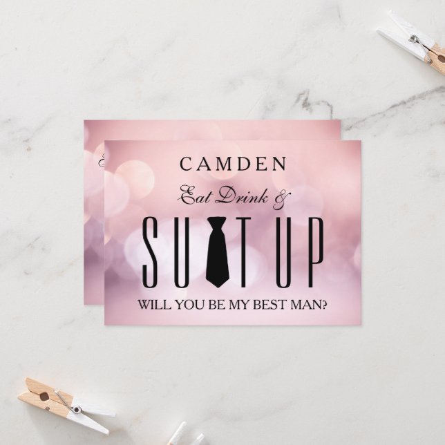 Suitup Werden Sie mein Bestman Einladung (Vorderseite/Rückseite Beispiel)