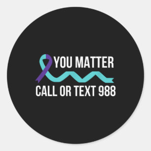 Suizid Awareness Prevention 988 Hotline Shirt - Y Runder Aufkleber