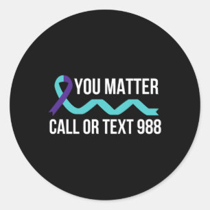Suizid Awareness Prevention 988 Hotline Shirt - Y Runder Aufkleber