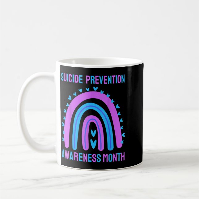 Suizid-Bewusstsein Prävention Regenbogen-Herz Mutt Kaffeetasse (Links)