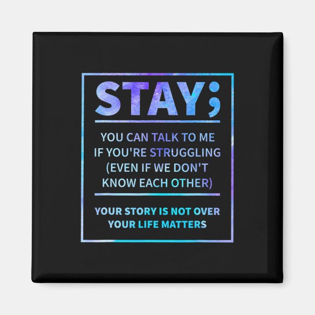 Suizid Bewusstseinsverhütung Semicolon Psychische  Magnet (Vorne)