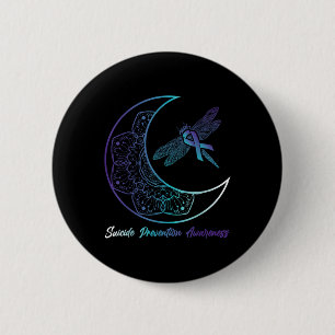 Suizid Depression Moon Dragonfly Prevention Aware Button