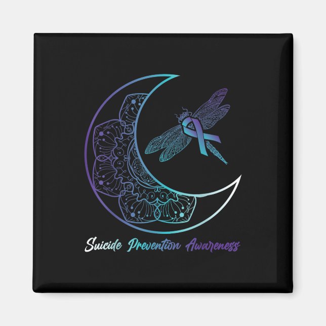 Suizid Depression Moon Dragonfly Prevention Aware Magnet (Vorne)