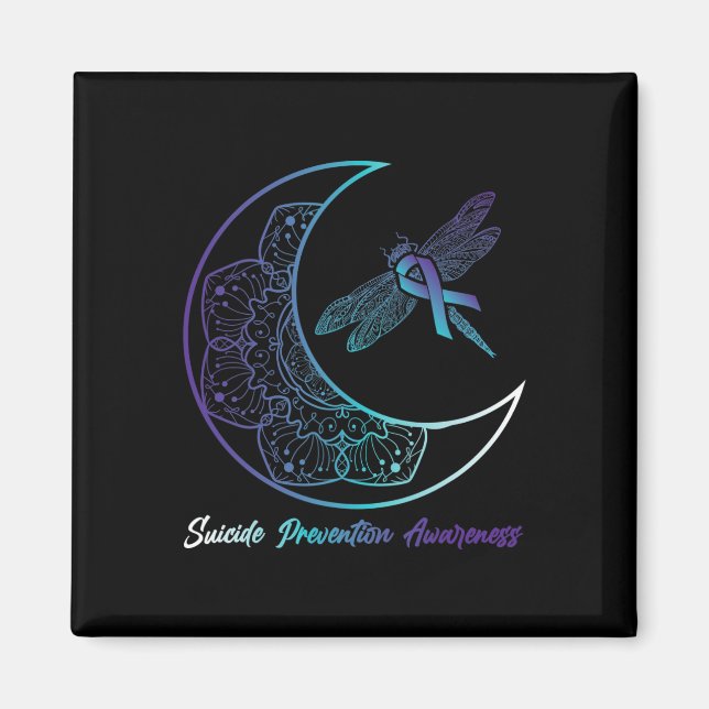 Suizid Depression Moon Dragonfly Prevention Aware Magnet (Vorne)