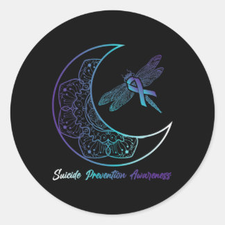 Suizid Depression Moon Dragonfly Prevention Aware Runder Aufkleber