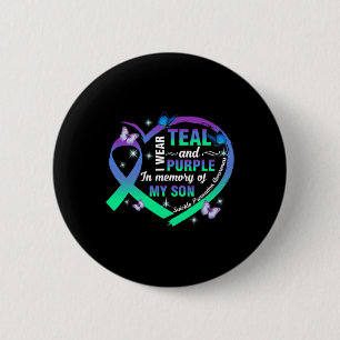 Suizid Prävention Awareness I Wear Teal Purple Fo Button