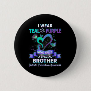 Suizid Prävention Awareness I Wear Teal Purple Fo Button