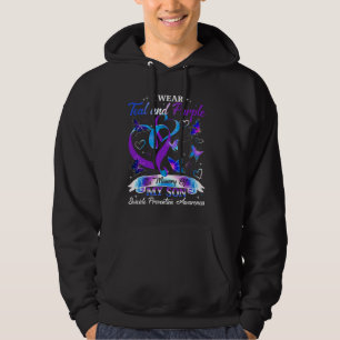 Suizid Prävention Awareness I Wear Teal Purple Fo Hoodie