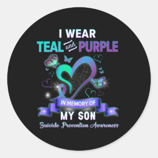 Suizid Prävention Awareness I Wear Teal Purple Fo Runder Aufkleber