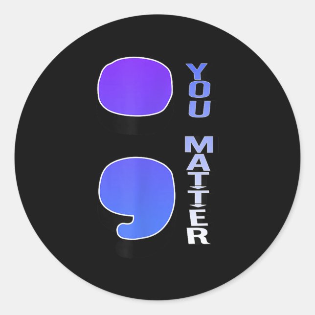 Suizid Semicolon Suizidprävention Awarene Runder Aufkleber (Vorderseite)