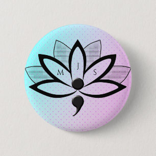Suizidbewusstsein Blume Semicolon Initialen Button